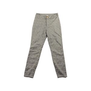 Lottie Moss Plaid Skinny Leg Pants Women's Size M Gray Pink Casual Office
